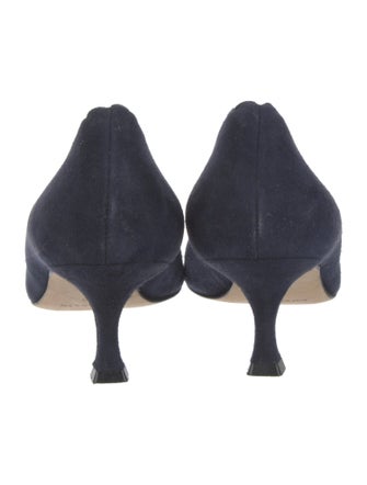 Manolo Blahnik Suede Scalloped Accent Pumps