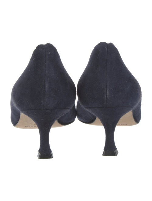 Manolo Blahnik Suede Scalloped Accent Pumps