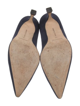 Manolo Blahnik Suede Scalloped Accent Pumps