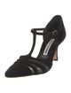 Manolo Blahnik Suede T-Strap Pumps