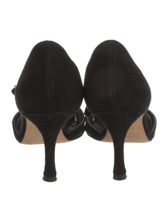 Manolo Blahnik Suede T-Strap Pumps