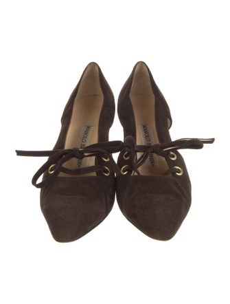 Manolo Blahnik Suede Bow Accents Pumps