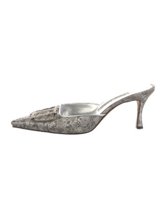 Manolo Blahnik Printed Crystal Embellishments Mules