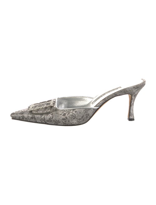 Manolo Blahnik Printed Crystal Embellishments Mules