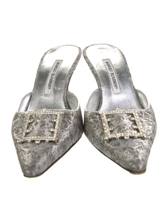 Manolo Blahnik Printed Crystal Embellishments Mules