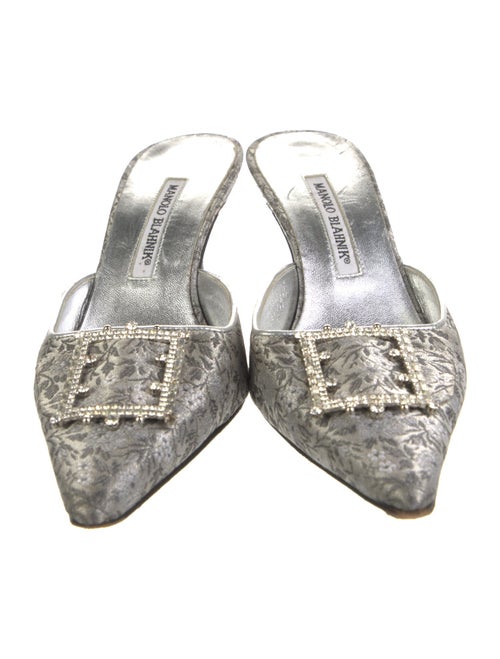 Manolo Blahnik Printed Crystal Embellishments Mules