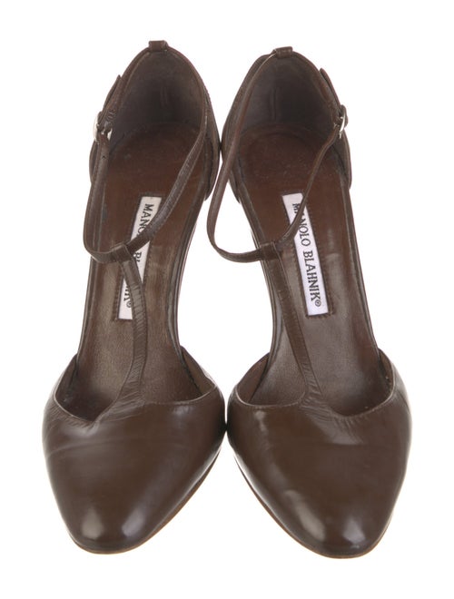 Manolo Blahnik Leather T-Strap Pumps