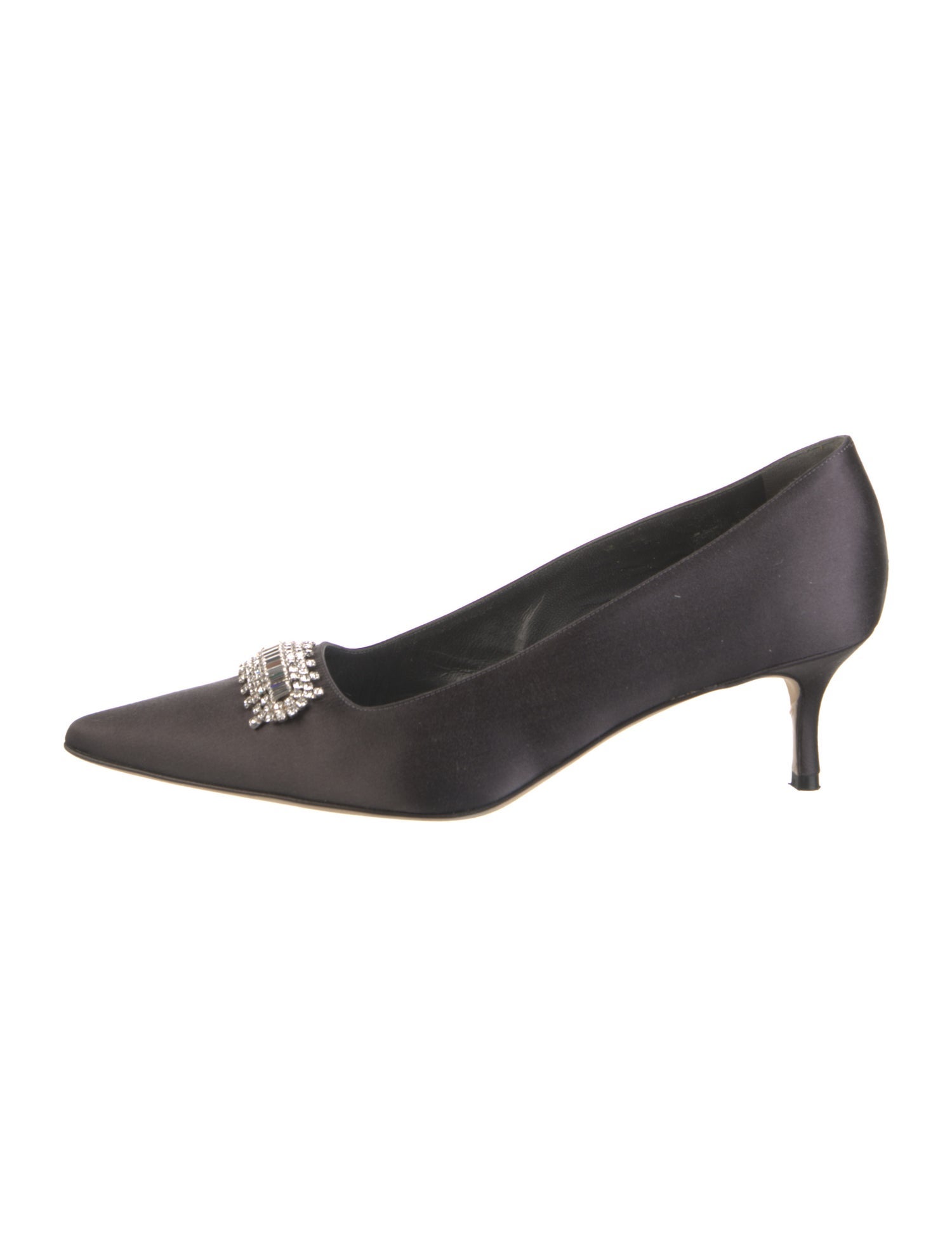 Manolo Blahnik Satin Crystal Embellishments Pumps