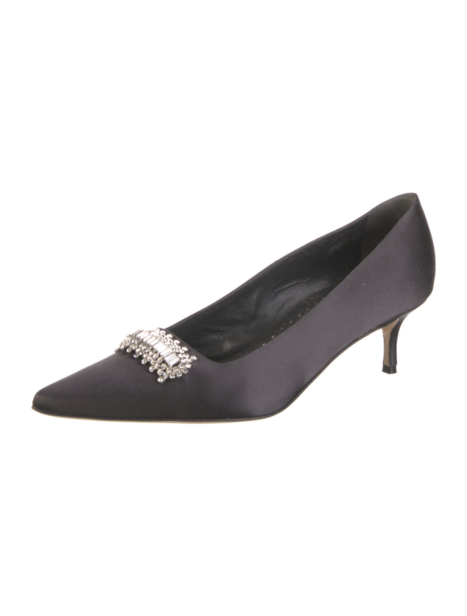 Manolo Blahnik Satin Crystal Embellishments Pumps