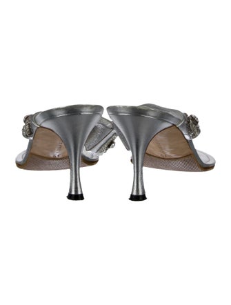 Manolo Blahnik Leather Crystal Embellishments Sandals
