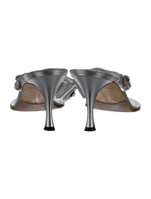 Manolo Blahnik Leather Crystal Embellishments Sandals