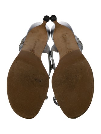 Manolo Blahnik Leather Crystal Embellishments Sandals