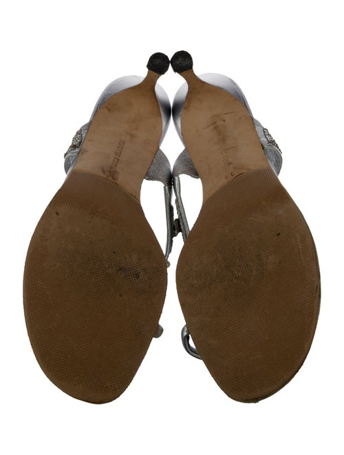 Manolo Blahnik Leather Crystal Embellishments Sandals