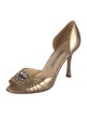 Manolo Blahnik Leather Crystal Embellishments Sandals