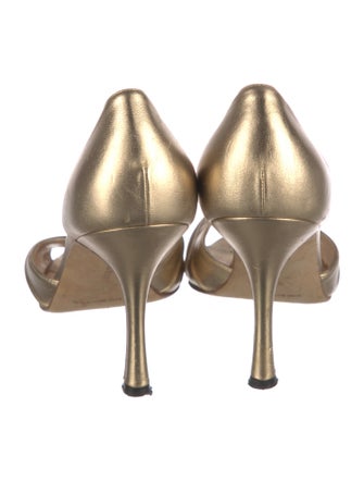 Manolo Blahnik Leather Crystal Embellishments Sandals