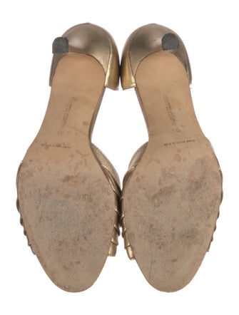 Manolo Blahnik Leather Crystal Embellishments Sandals
