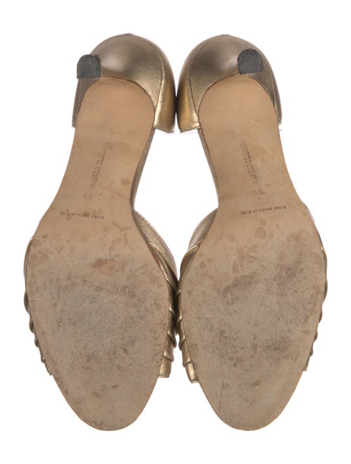 Manolo Blahnik Leather Crystal Embellishments Sandals