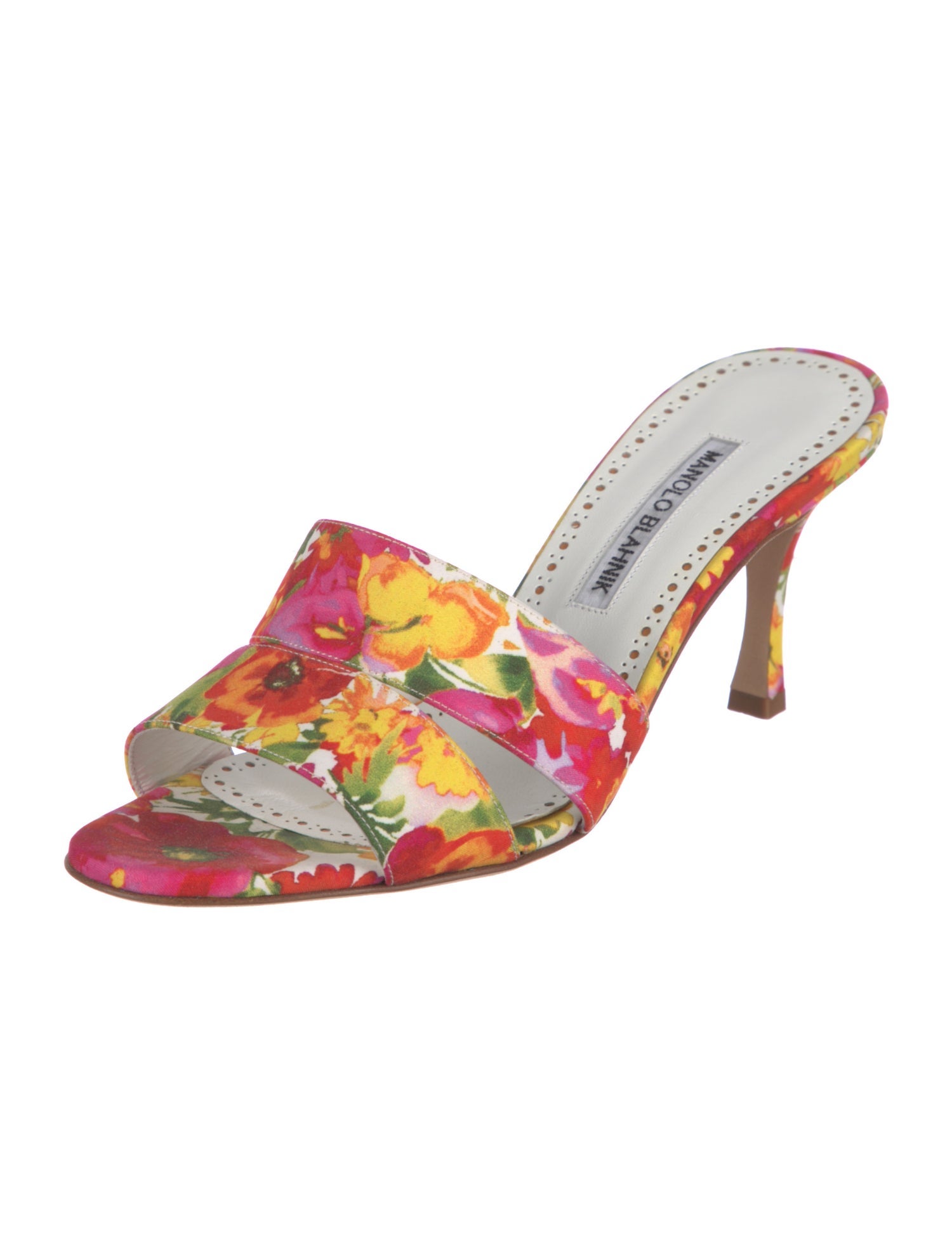 Manolo Blahnik Floral Print Slides