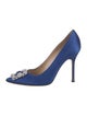 Manolo Blahnik Satin Crystal Embellishments Pumps