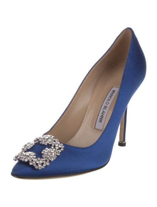 Manolo Blahnik Satin Crystal Embellishments Pumps