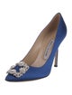 Manolo Blahnik Satin Crystal Embellishments Pumps