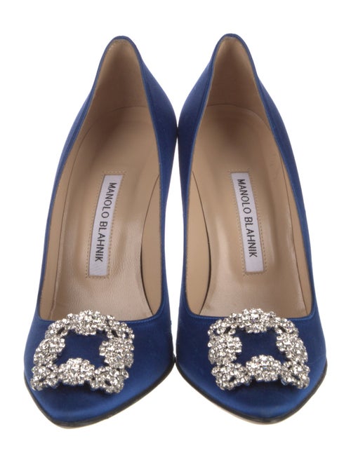 Manolo Blahnik Satin Crystal Embellishments Pumps