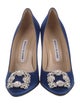 Manolo Blahnik Satin Crystal Embellishments Pumps