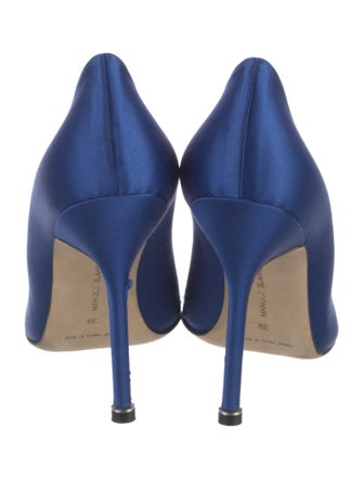 Manolo Blahnik Satin Crystal Embellishments Pumps