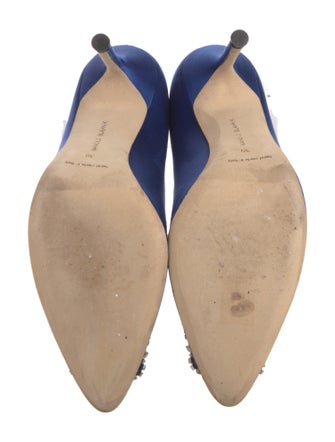 Manolo Blahnik Satin Crystal Embellishments Pumps