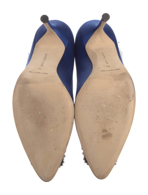 Manolo Blahnik Satin Crystal Embellishments Pumps