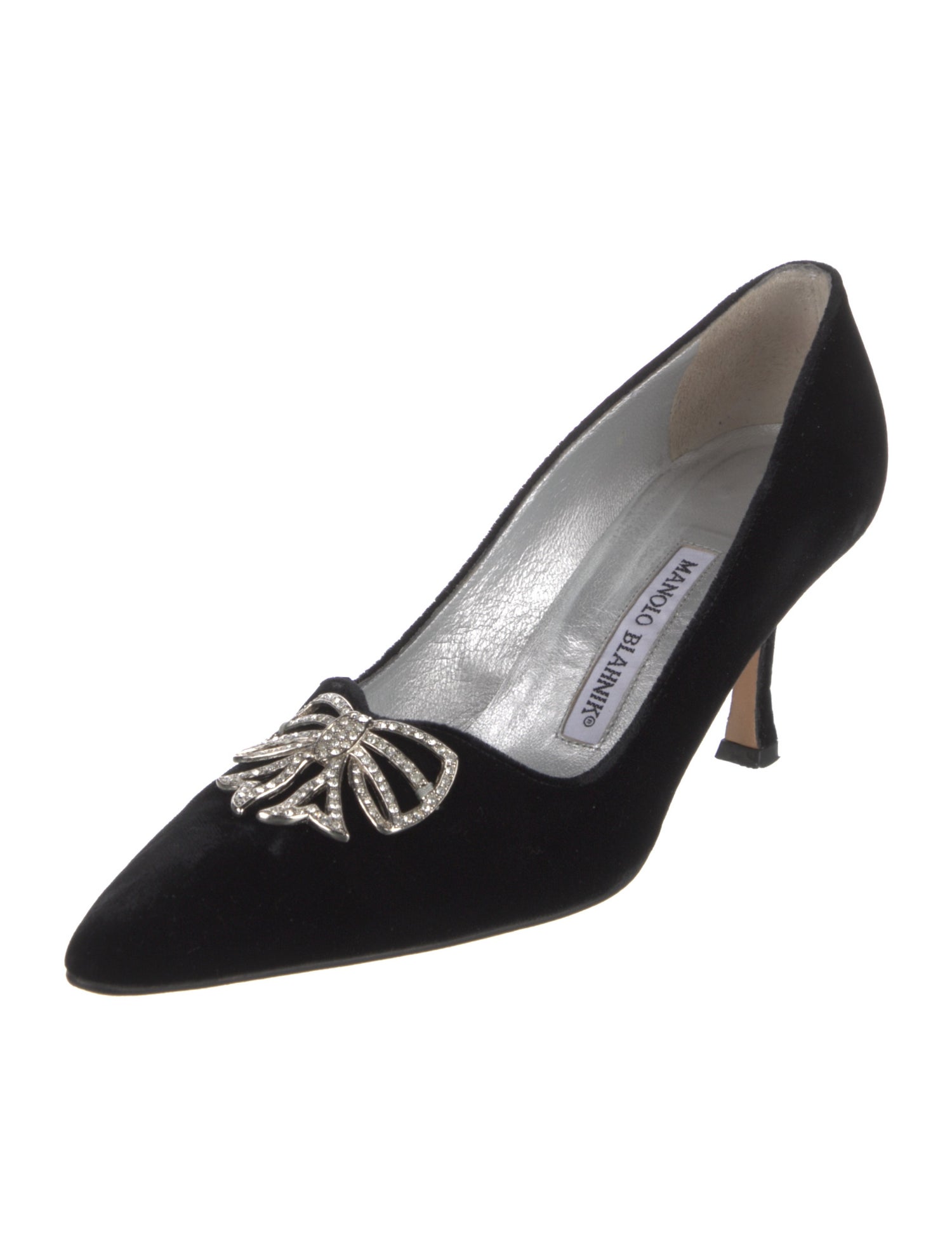 Manolo Blahnik Velvet Crystal Embellishments Pumps