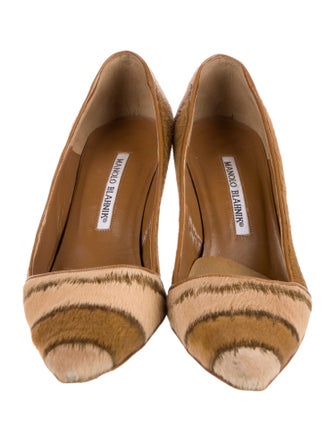 Manolo Blahnik Ponyhair Colorblock Pattern Pumps