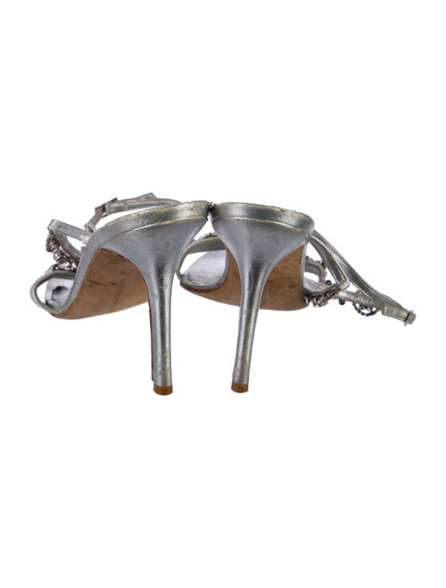 Manolo Blahnik Leather Crystal Embellishments Sandals