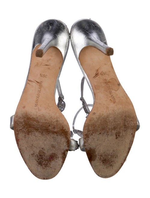 Manolo Blahnik Leather Crystal Embellishments Sandals