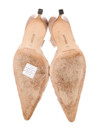 Manolo Blahnik Patent Leather Animal Print Slingback Pumps