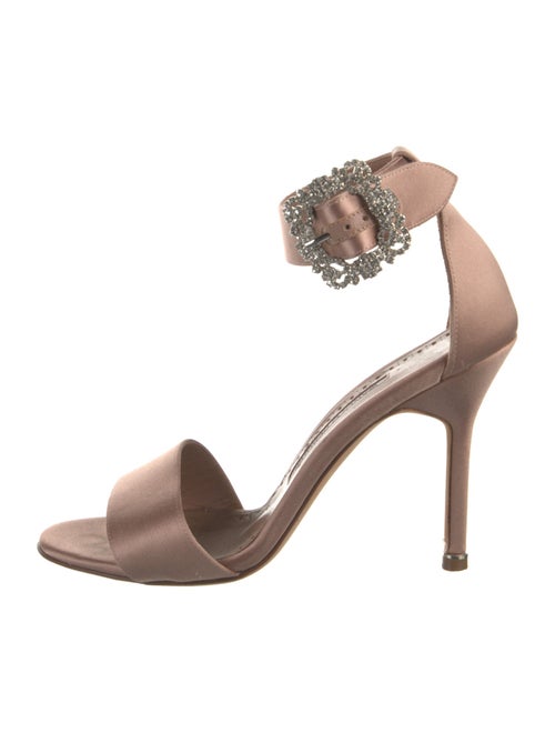 Manolo Blahnik Satin Crystal Embellishments Sandals