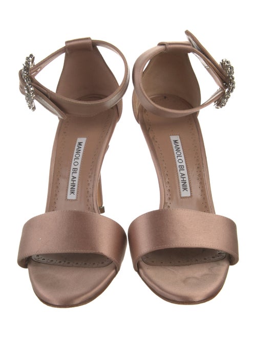 Manolo Blahnik Satin Crystal Embellishments Sandals