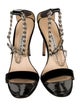Manolo Blahnik Chaos Chain Patent Leather T-Strap Sandals