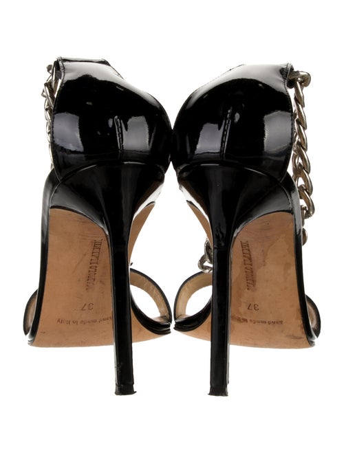 Manolo Blahnik Chaos Chain Patent Leather T-Strap Sandals