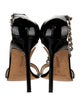 Manolo Blahnik Chaos Chain Patent Leather T-Strap Sandals