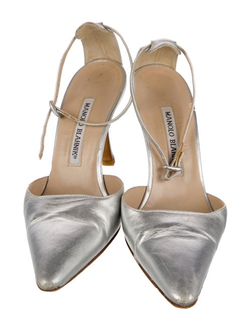 Manolo Blahnik Leather Crystal Embellishments Mules