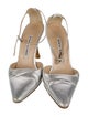 Manolo Blahnik Leather Crystal Embellishments Mules