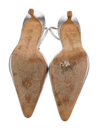 Manolo Blahnik Leather Crystal Embellishments Mules