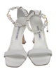 Manolo Blahnik Faux Pearl Accents Leather Sandals