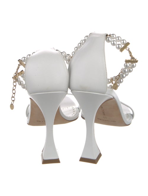 Manolo Blahnik Faux Pearl Accents Leather Sandals