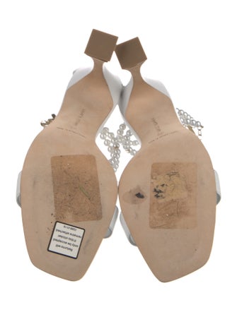 Manolo Blahnik Faux Pearl Accents Leather Sandals