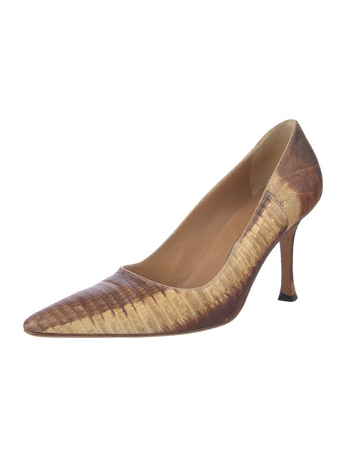 Manolo Blahnik Lizard Animal Print Pumps