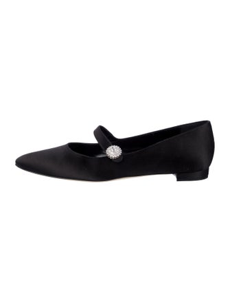 Manolo Blahnik Satin Mary Jane Flats