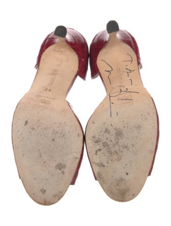 Manolo Blahnik Embossed Leather Sandals