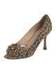 Manolo Blahnik Suede Animal Print Pumps